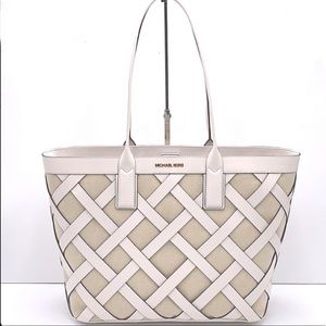 MICHAEL KORS SIENNA Large Tote Shoulder BAG In Optic White Multi Leather